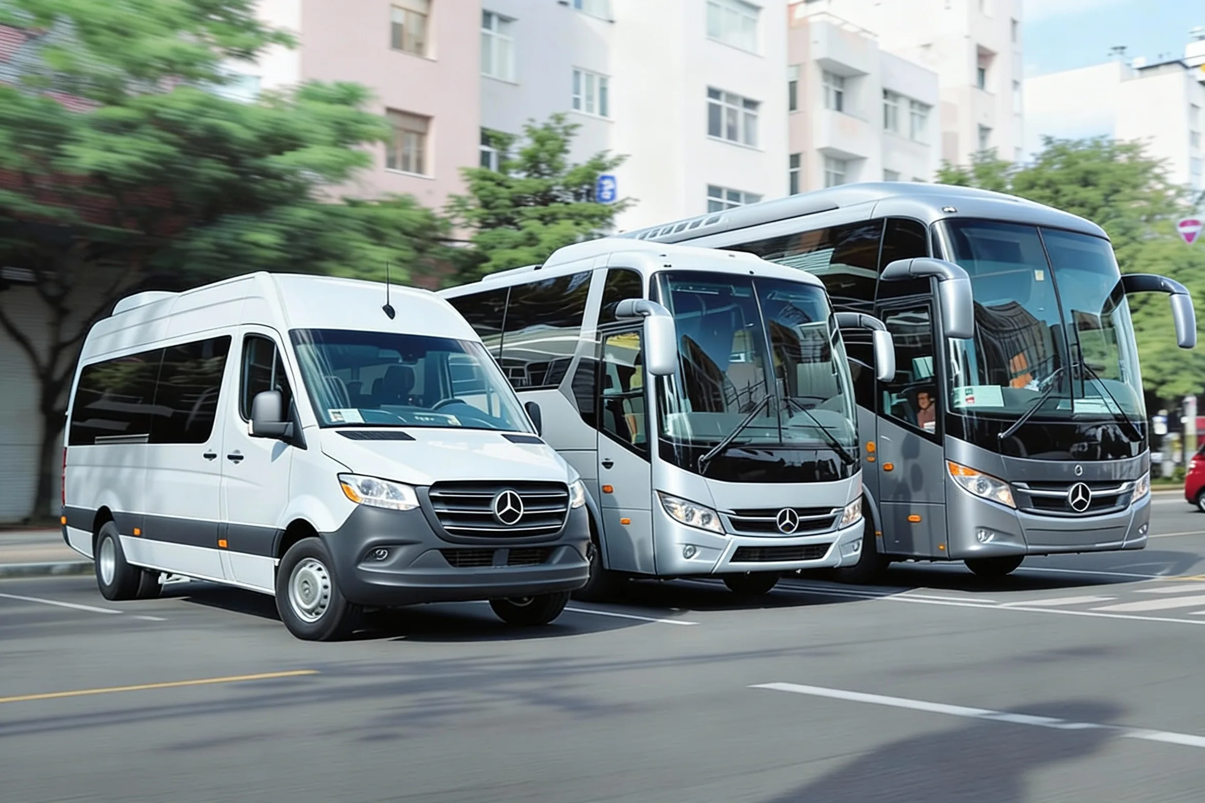 Umud Turizm araç parkındaki minibüs, midibüs ve otobüs yan yana